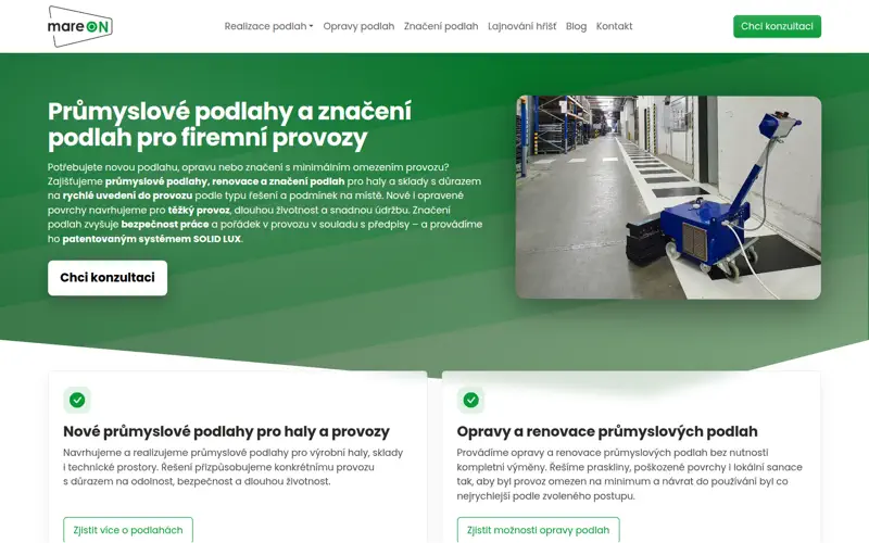 Webové stránky pro Podlahářství Mareon